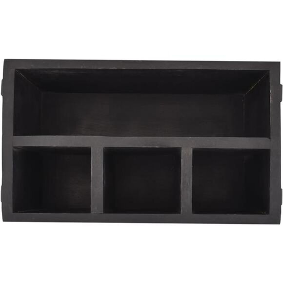 Mango Wood Flatware Caddy Utensil Holder with Napkin Holder Kitchen Organizer - Picture 5 of 6